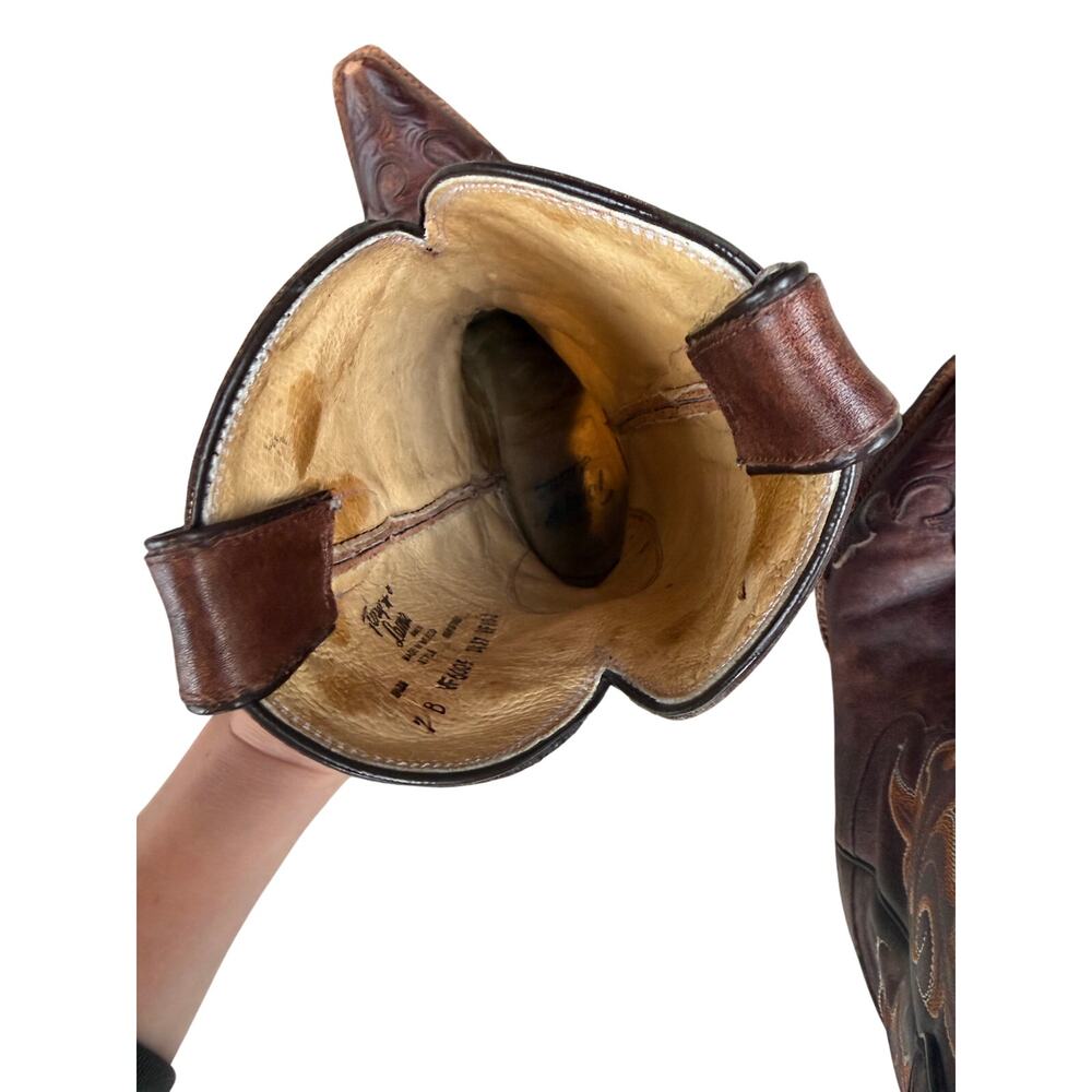Tony Lama VF6005 Women's Clay Santa Fe Leather Cowboy Boots Size 7 B Snip Toe - Picture 10 of 12